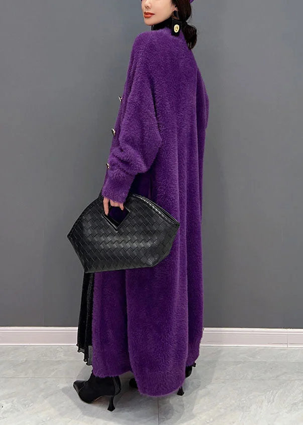 Lila Strickjacke lang
