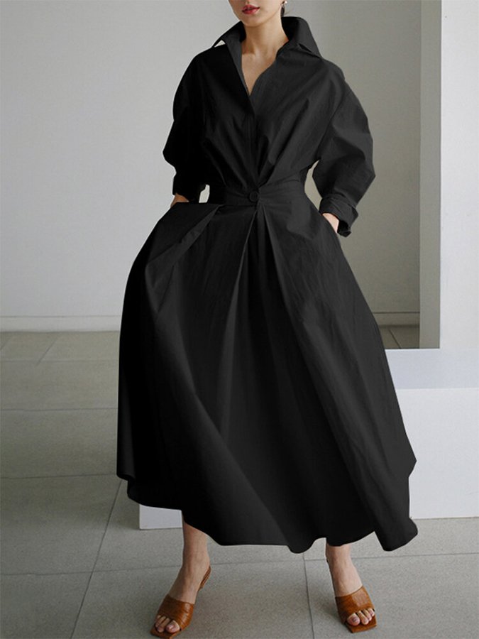 Langärmeliges Maxikleid mit Knöpfen