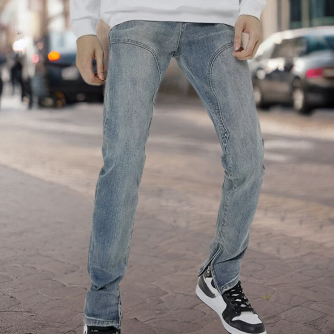 Matthias | Modische Denim-Hose mit seitlichem Reißverschluss