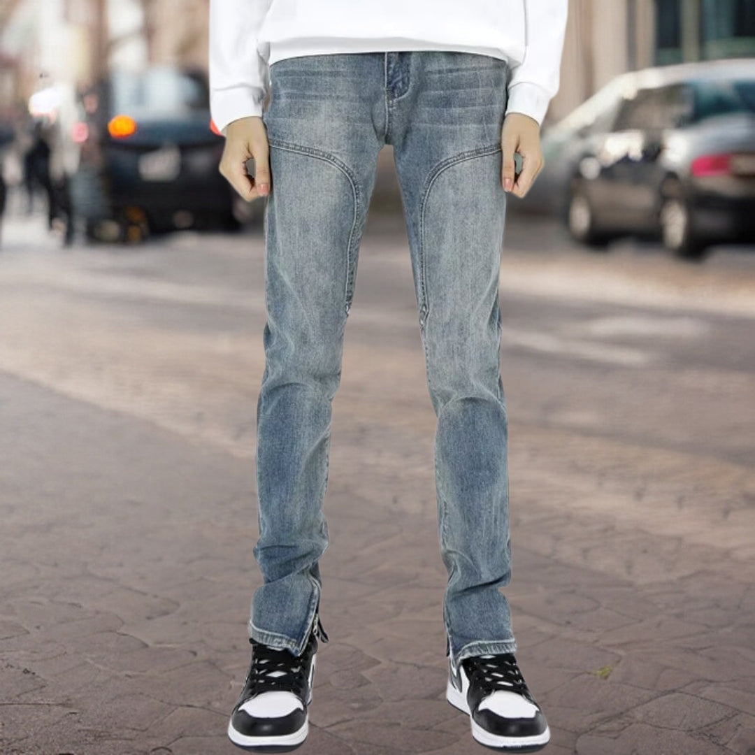 Matthias | Modische Denim-Hose mit seitlichem Reißverschluss