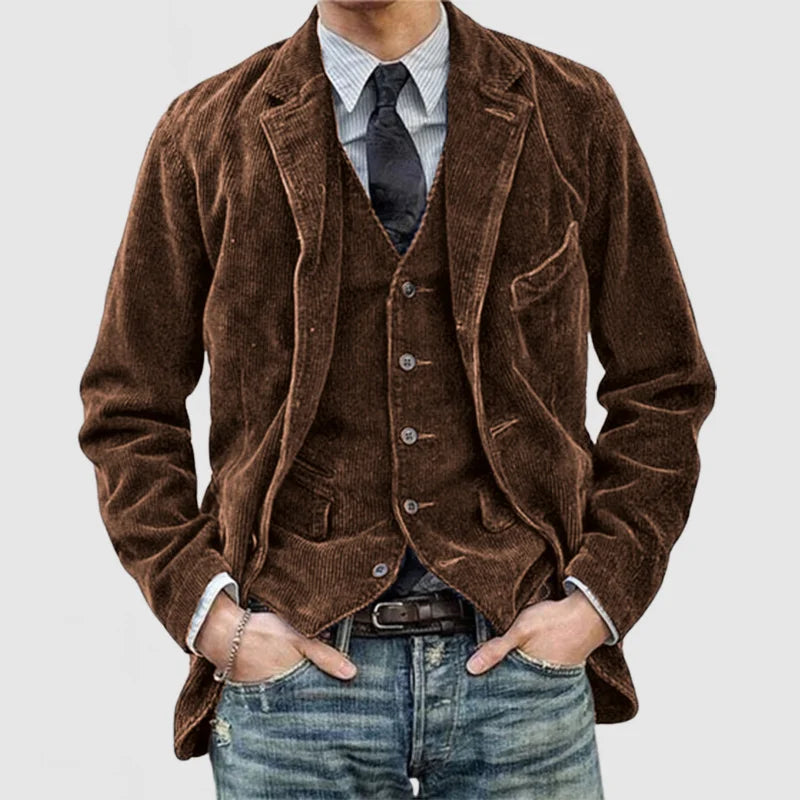 Vintage Cordjacke & Weste mit Aufschlägen für Männer