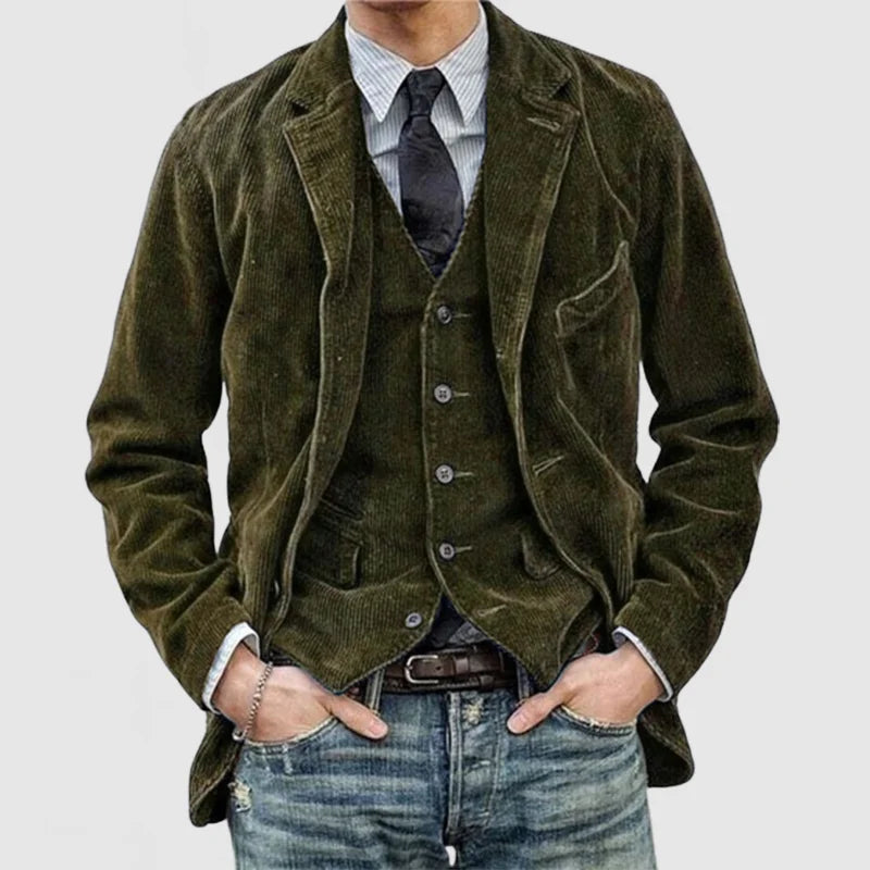 Vintage Cordjacke & Weste mit Aufschlägen für Männer