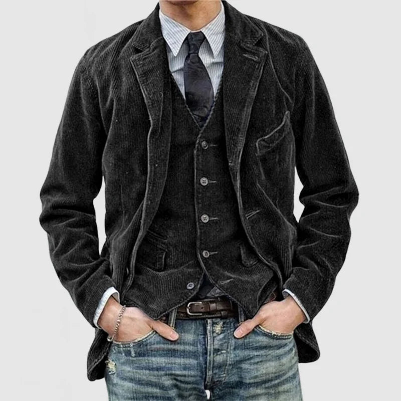 Vintage Cordjacke & Weste mit Aufschlägen für Männer