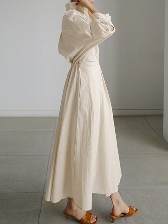 Langärmeliges Maxikleid mit Knöpfen