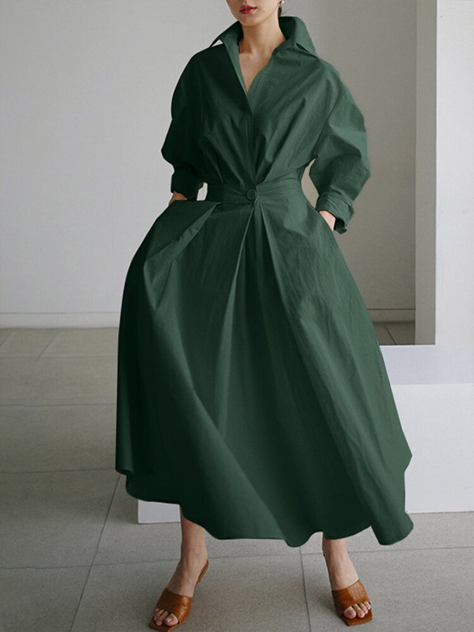 Langärmeliges Maxikleid mit Knöpfen