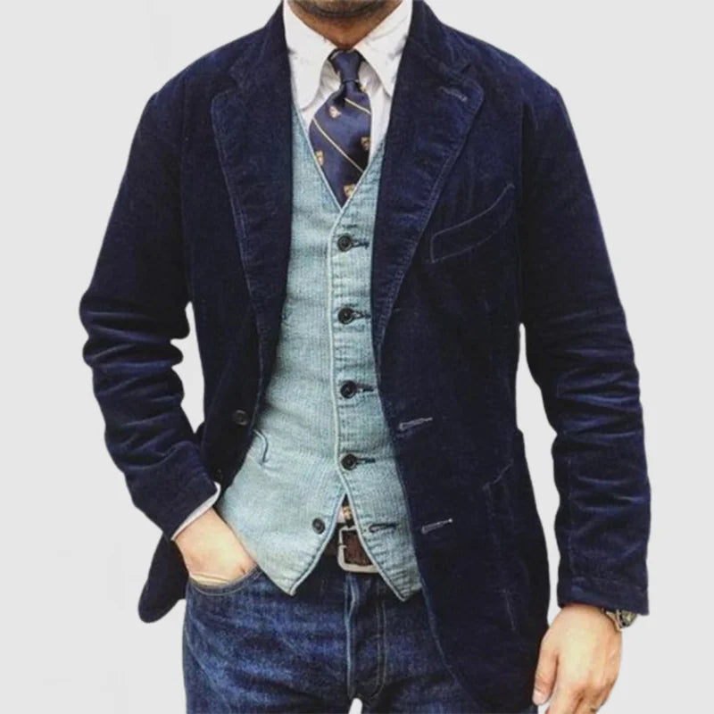Vintage Cordjacke & Weste mit Aufschlägen für Männer