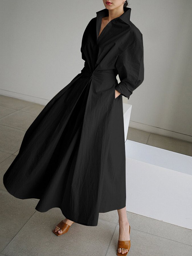 Langärmeliges Maxikleid mit Knöpfen