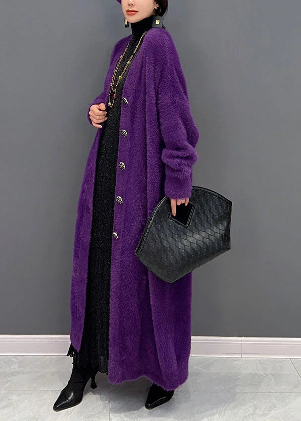 Lila Strickjacke lang