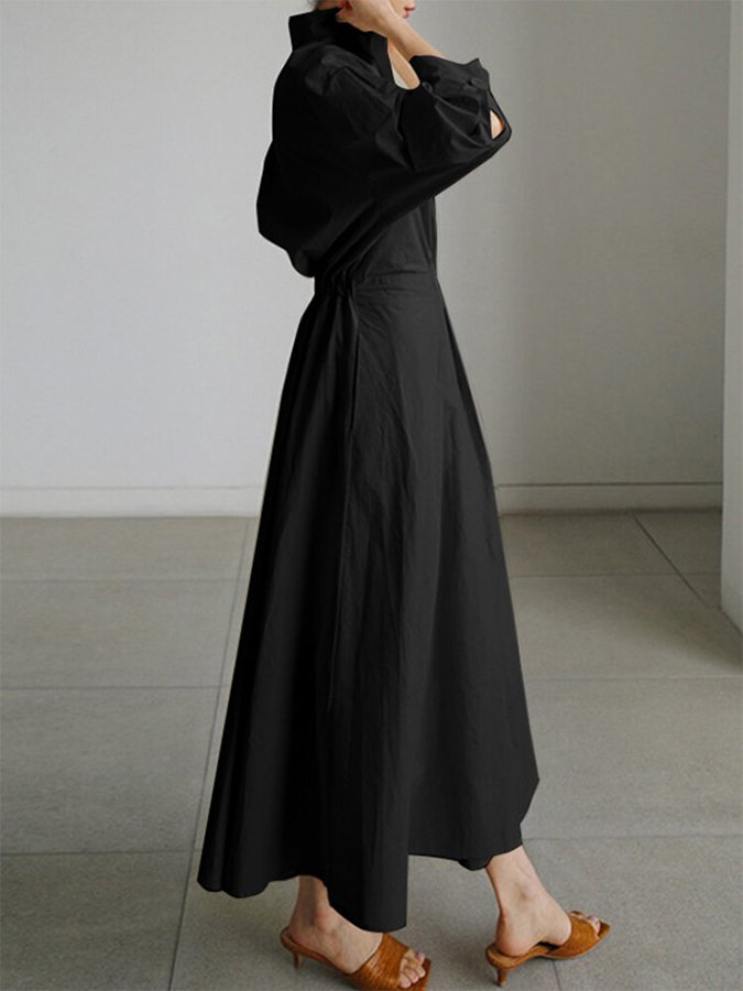 Langärmeliges Maxikleid mit Knöpfen