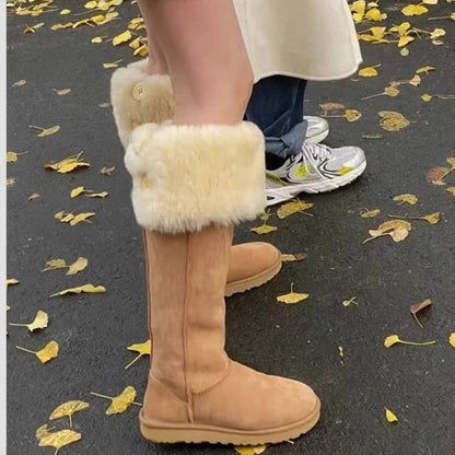 Elegante Winterstiefel aus Wildleder mit Plüschfutter