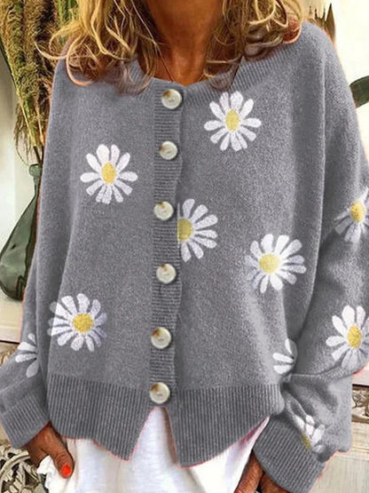 Warmer Pullover mit floralem Muster für Frauen