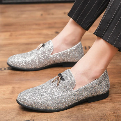 Elegante slip-on schoenen met glitters en kwastjes