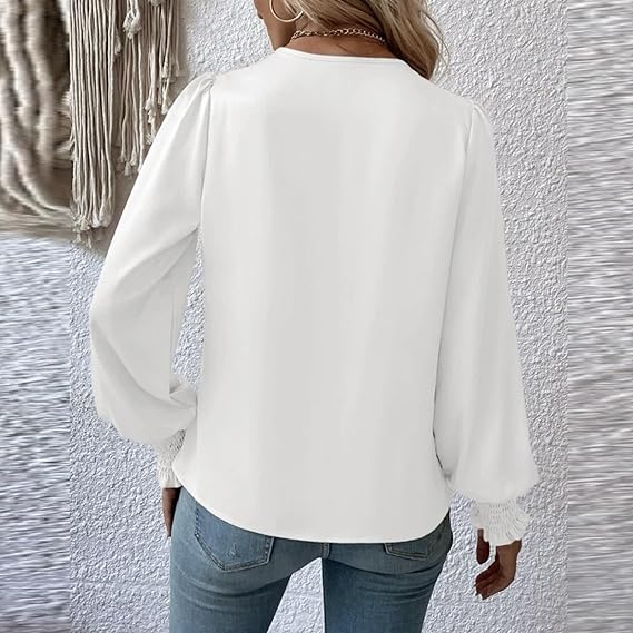 Elegante Bluse mit V-Ausschnitt und Ballonärmeln