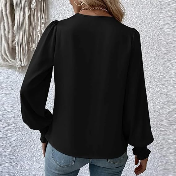 Elegante Bluse mit V-Ausschnitt und Ballonärmeln