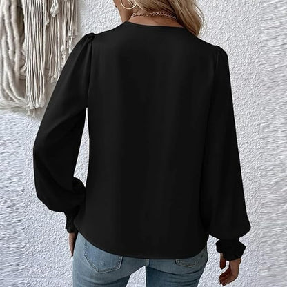 Elegante Bluse mit V-Ausschnitt und Ballonärmeln