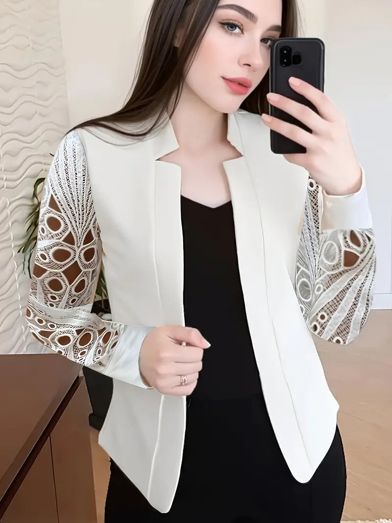 Einfarbiger Blazer mit kontrastierender Spitze