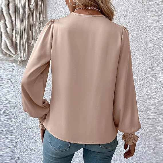 Elegante Bluse mit V-Ausschnitt und Ballonärmeln