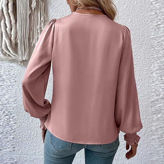 Elegante Bluse mit V-Ausschnitt und Ballonärmeln