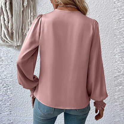 Elegante Bluse mit V-Ausschnitt und Ballonärmeln