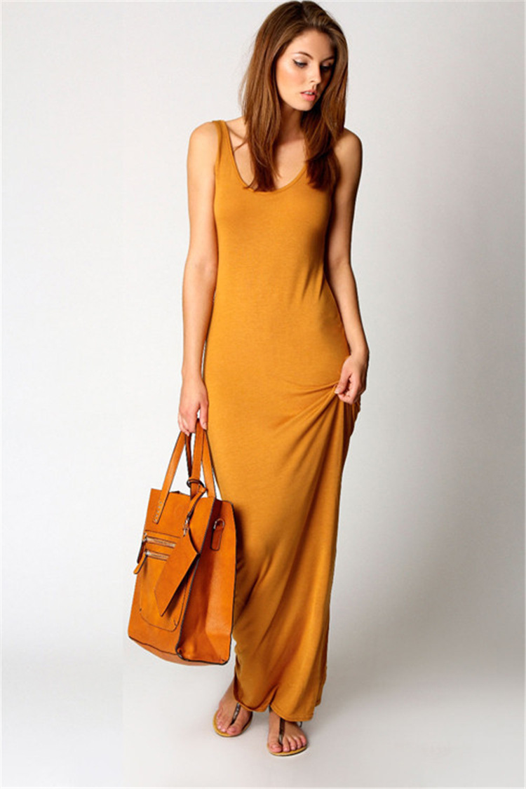 Elegante maxi-jurk met hoge stretch