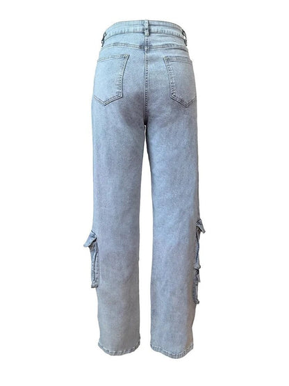 Stretch denim cargobroek voor dames