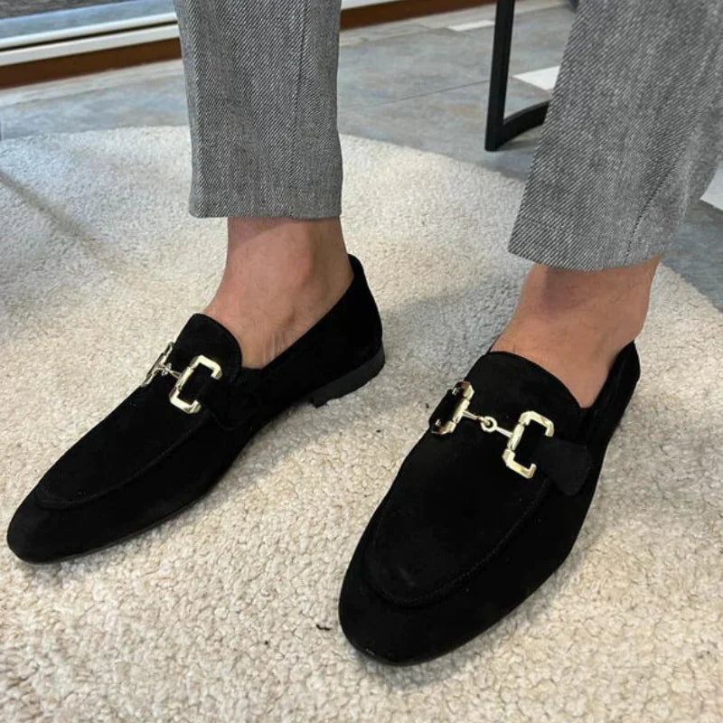 Wildleder-Loafer mit Metallschnalle