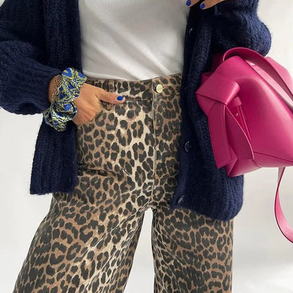 Vintage-Jeans mit Leopardenmuster