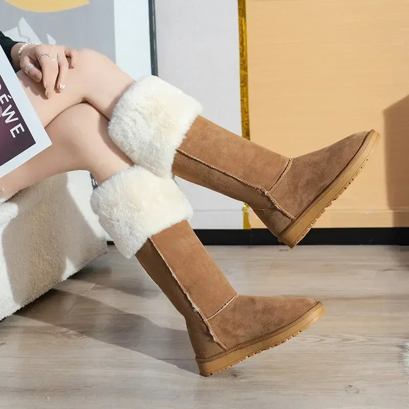 Elegante Winterstiefel aus Wildleder mit Plüschfutter