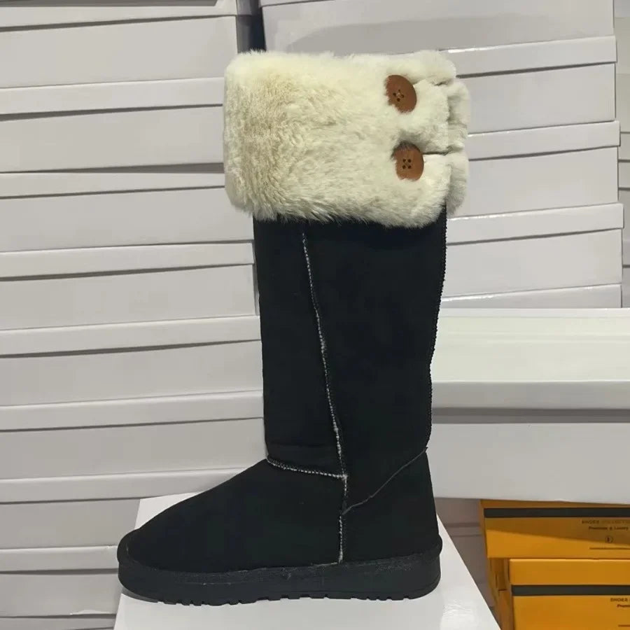 Elegante Winterstiefel aus Wildleder mit Plüschfutter