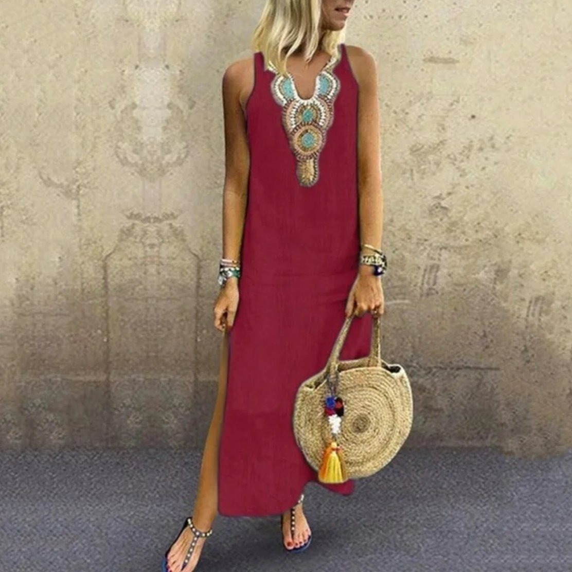 Bohemian sexy Kleid mit V-Ausschnitt