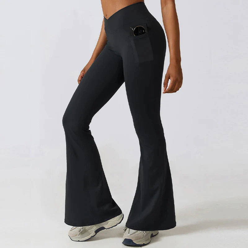 Ausgestellte Fitness-Leggings mit hoher Taille