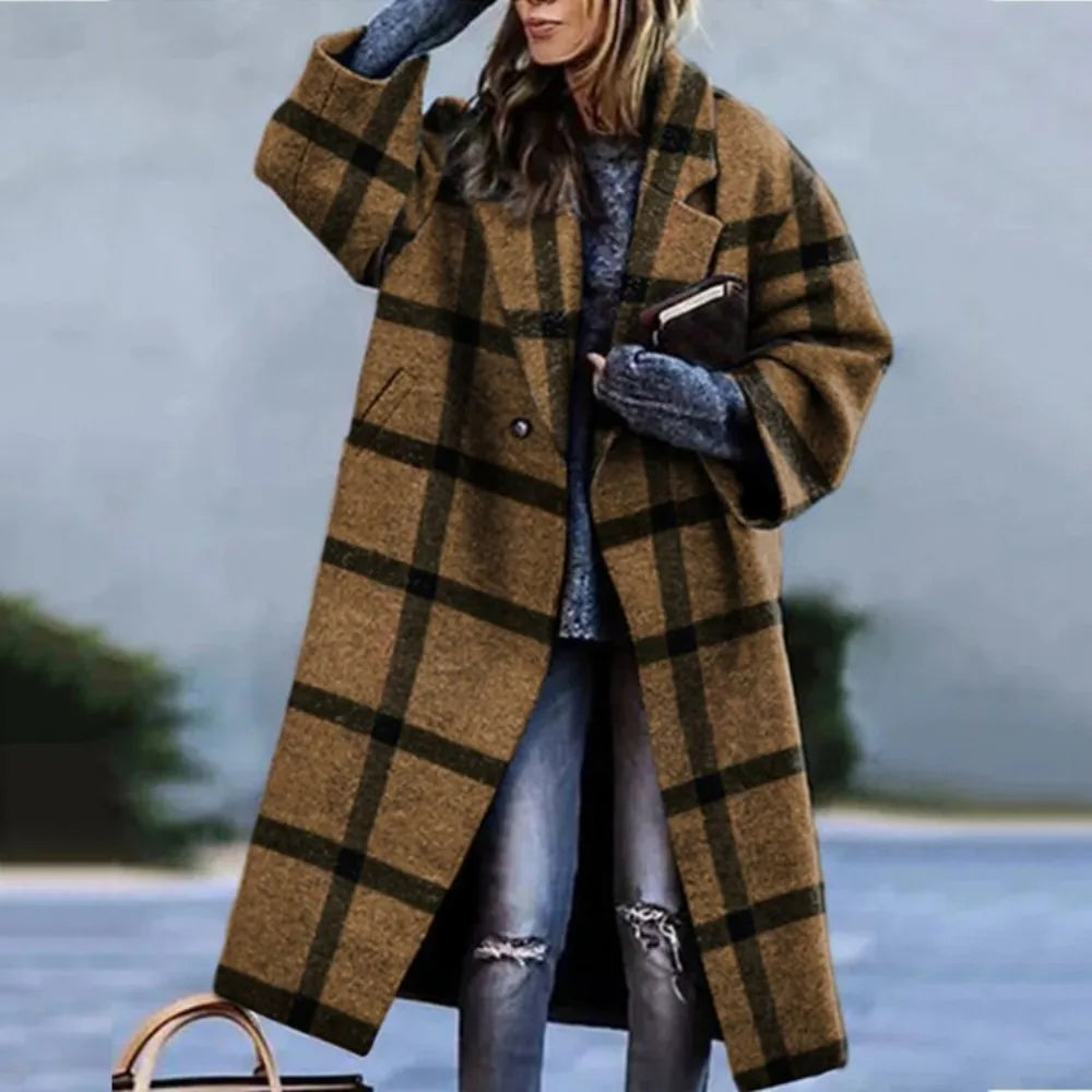 Trenchcoat mit abstraktem Print und breitem Revers