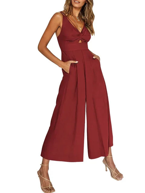 Eleganter ärmelloser Jumpsuit mit weitem Bein