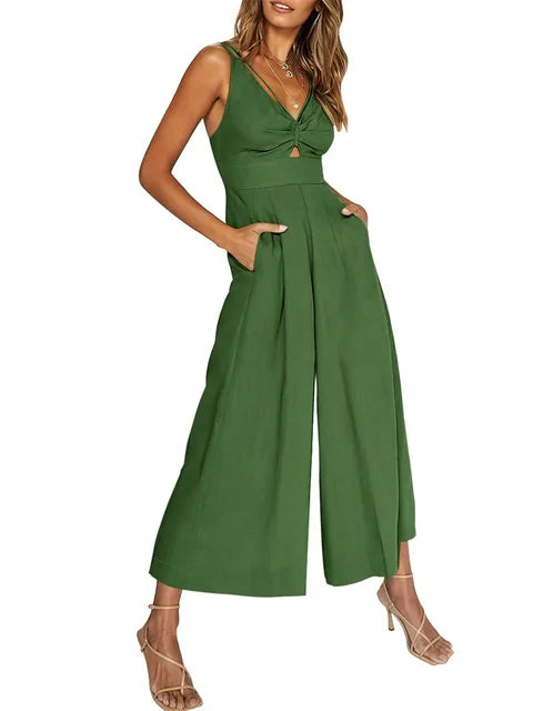 Eleganter ärmelloser Jumpsuit mit weitem Bein