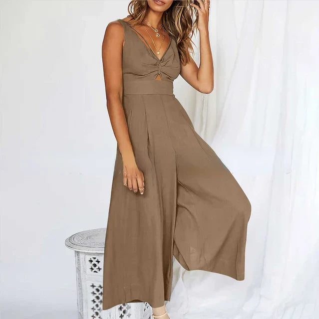 Eleganter ärmelloser Jumpsuit mit weitem Bein