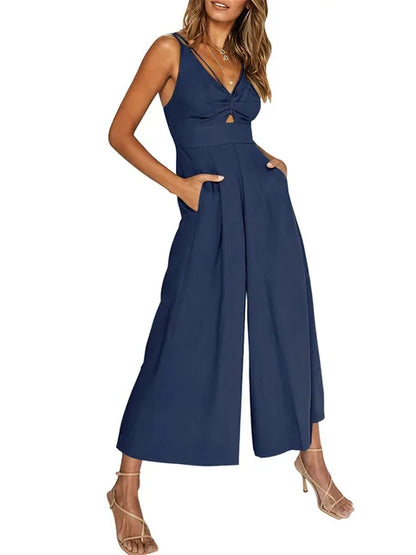 Eleganter ärmelloser Jumpsuit mit weitem Bein