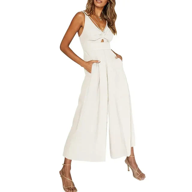 Eleganter ärmelloser Jumpsuit mit weitem Bein