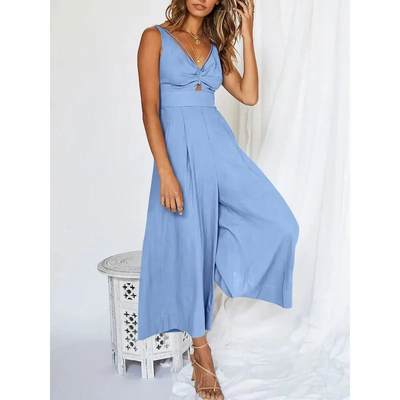 Eleganter ärmelloser Jumpsuit mit weitem Bein