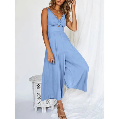 Eleganter ärmelloser Jumpsuit mit weitem Bein