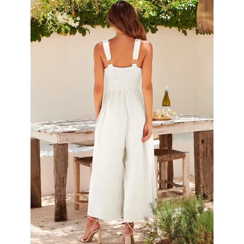 Eleganter ärmelloser Jumpsuit mit weitem Bein