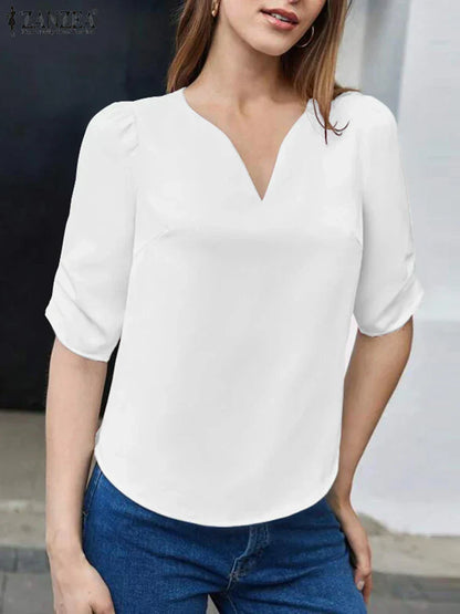 Elegante Bluse mit V-Ausschnitt