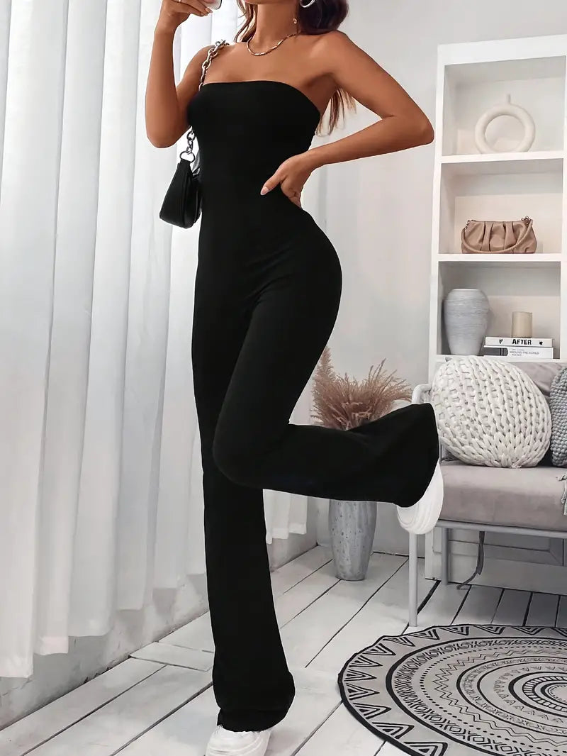 Strapazierfähiger Jumpsuit mit weitem Bein und ausgestelltem Bein