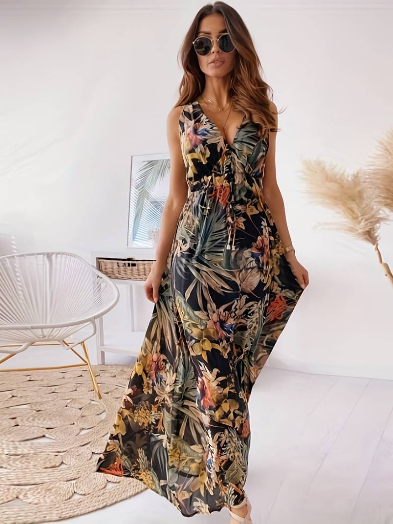 Tropisches Boho-Kleid mit Kordel