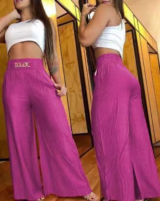 Bunte Hose mit weitem Bein