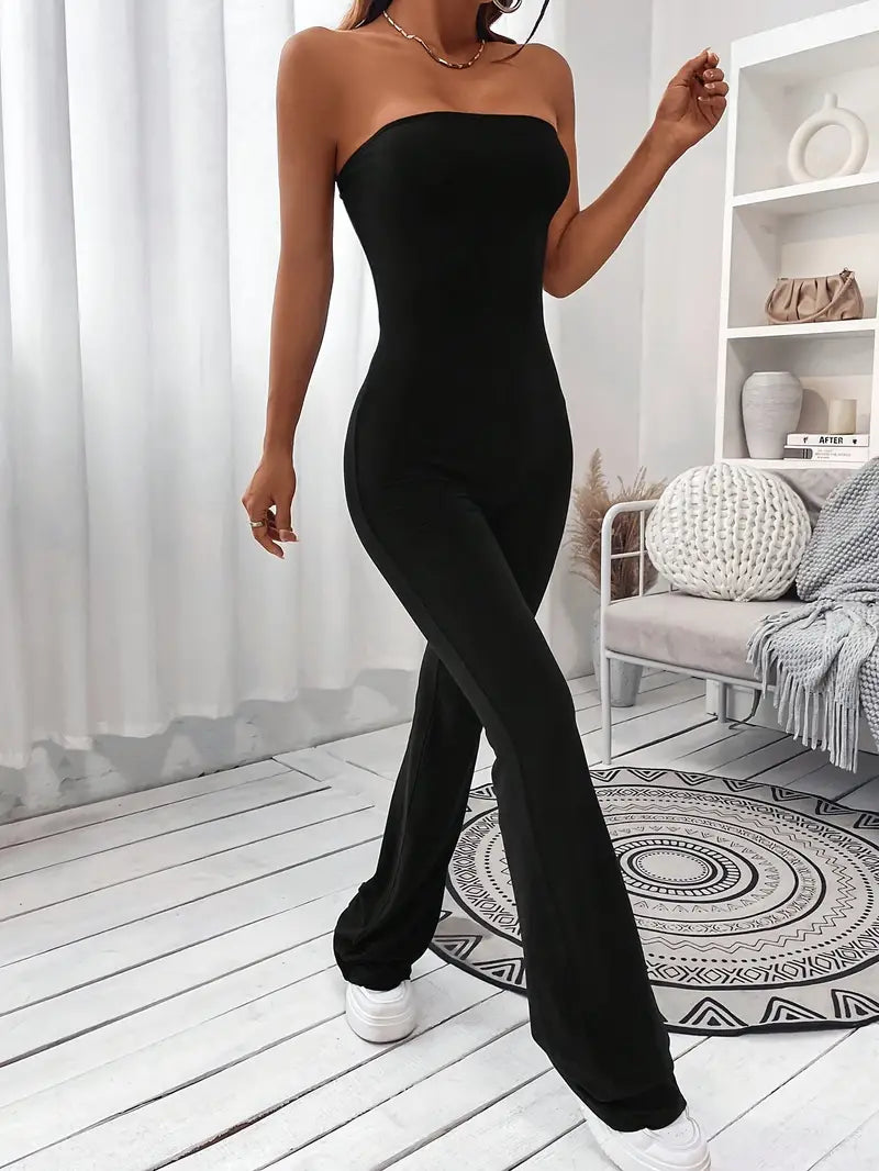 Strapazierfähiger Jumpsuit mit weitem Bein und ausgestelltem Bein