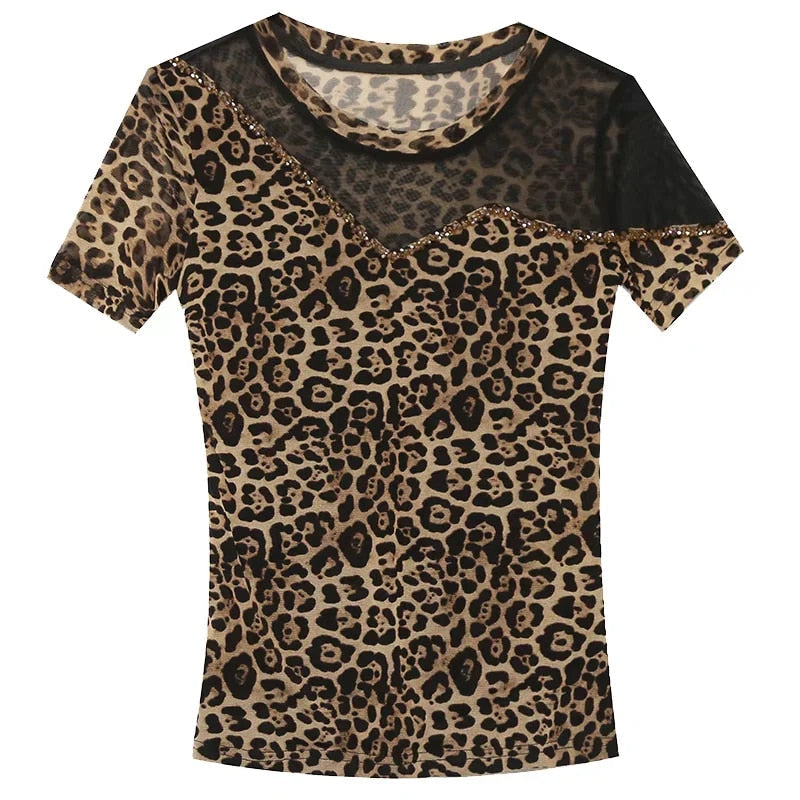 Damenshirt mit Perlen und Leopardenmuster Maas Top