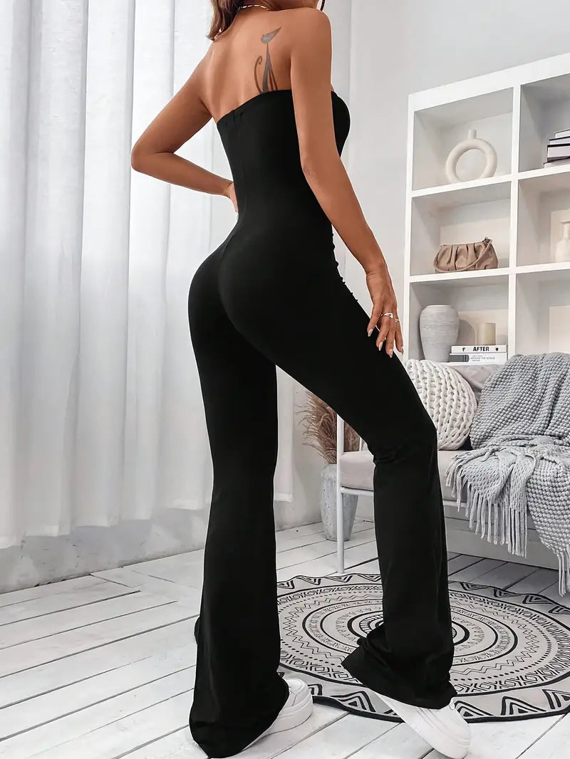 Strapazierfähiger Jumpsuit mit weitem Bein und ausgestelltem Bein