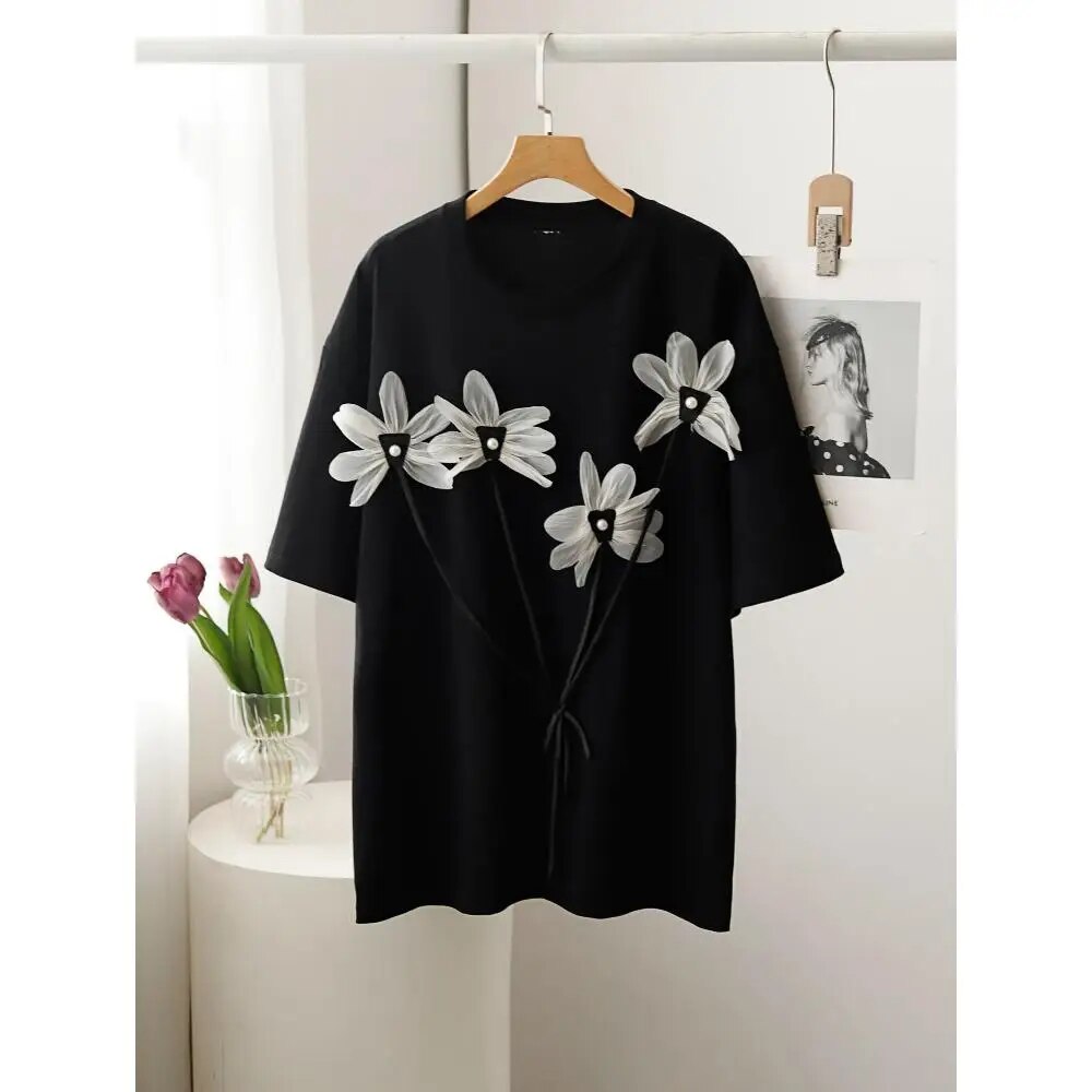 Zomers T-shirt Dames Basic Bloemenprint