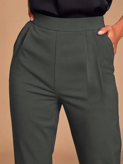 ElegantEase Konisch zulaufende Hose mit Schlitztasche - Damenhose