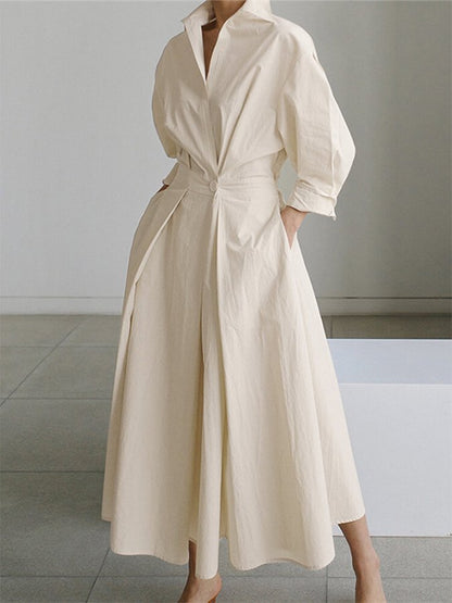 Langärmeliges Maxikleid mit Knöpfen